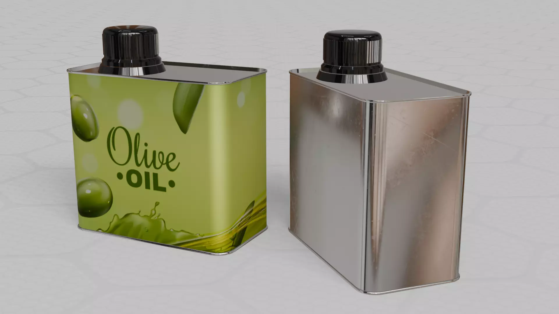 Square Aluminium Oil can tin 3D model_4