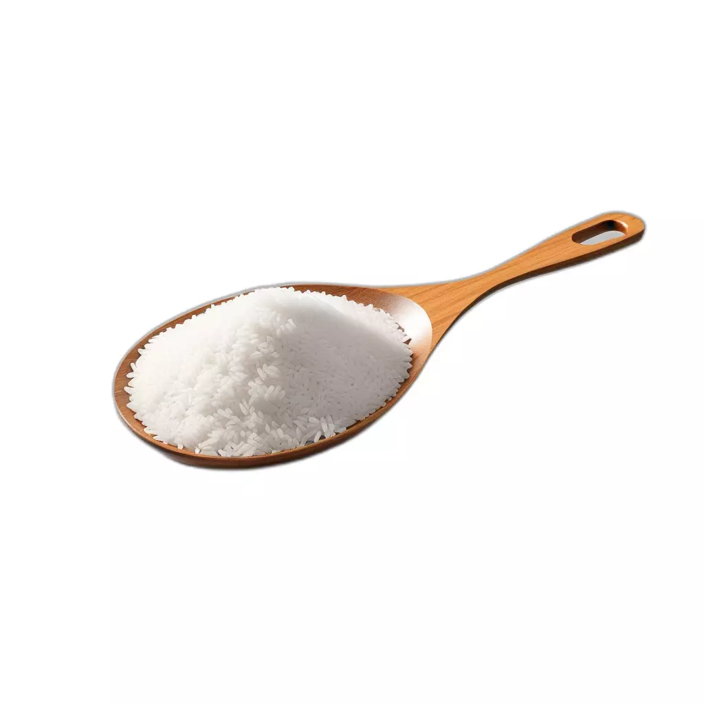 Rice Grains on Wooden Paddle Low-poly 3D model_0