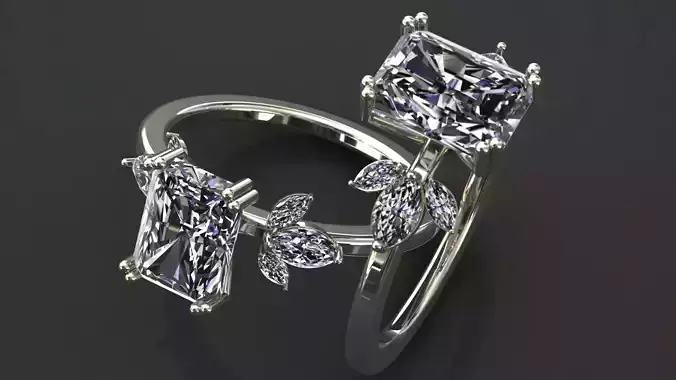 Elisa diamond leaf ring