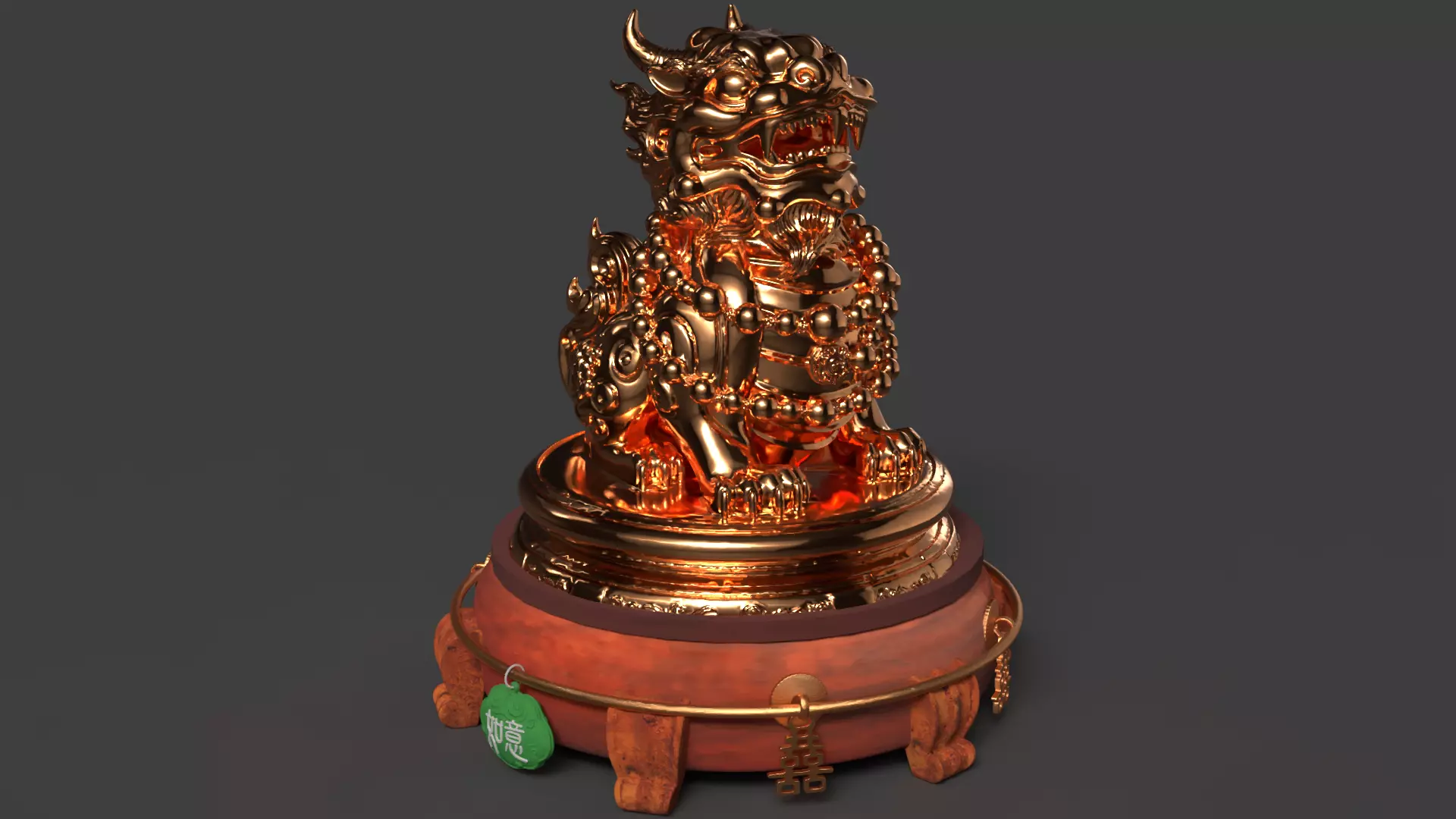 Chinese Ancient Lion Statue Figure Low-poly 3D model