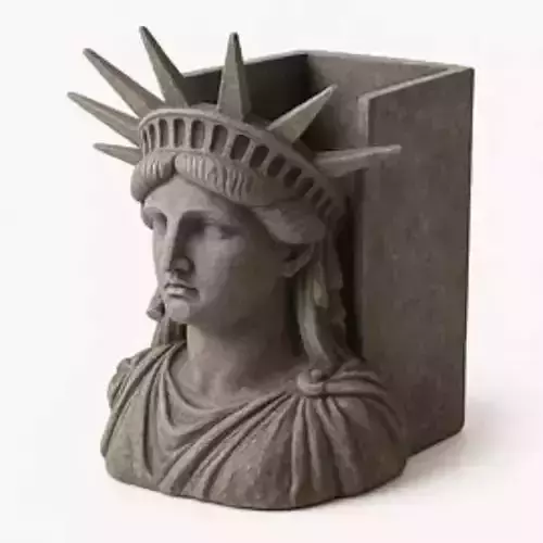 Elegant Statue Liberty Marble Pen Stand Art