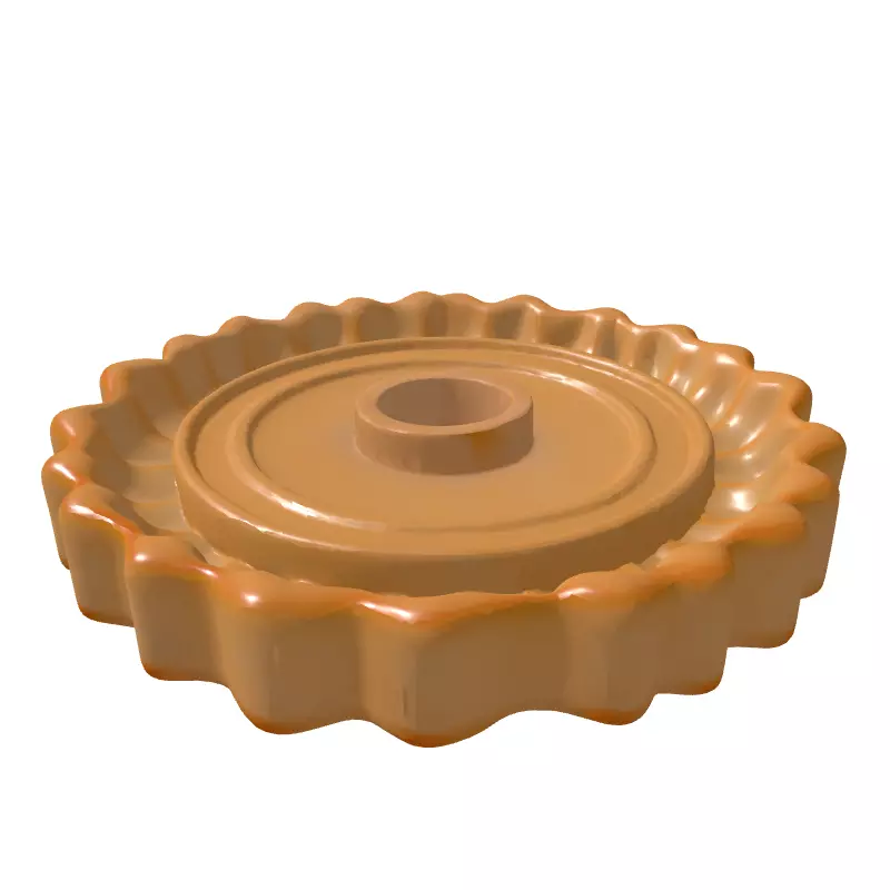 Fluted Tart Shell Base with Mold Low-poly 3D model_5