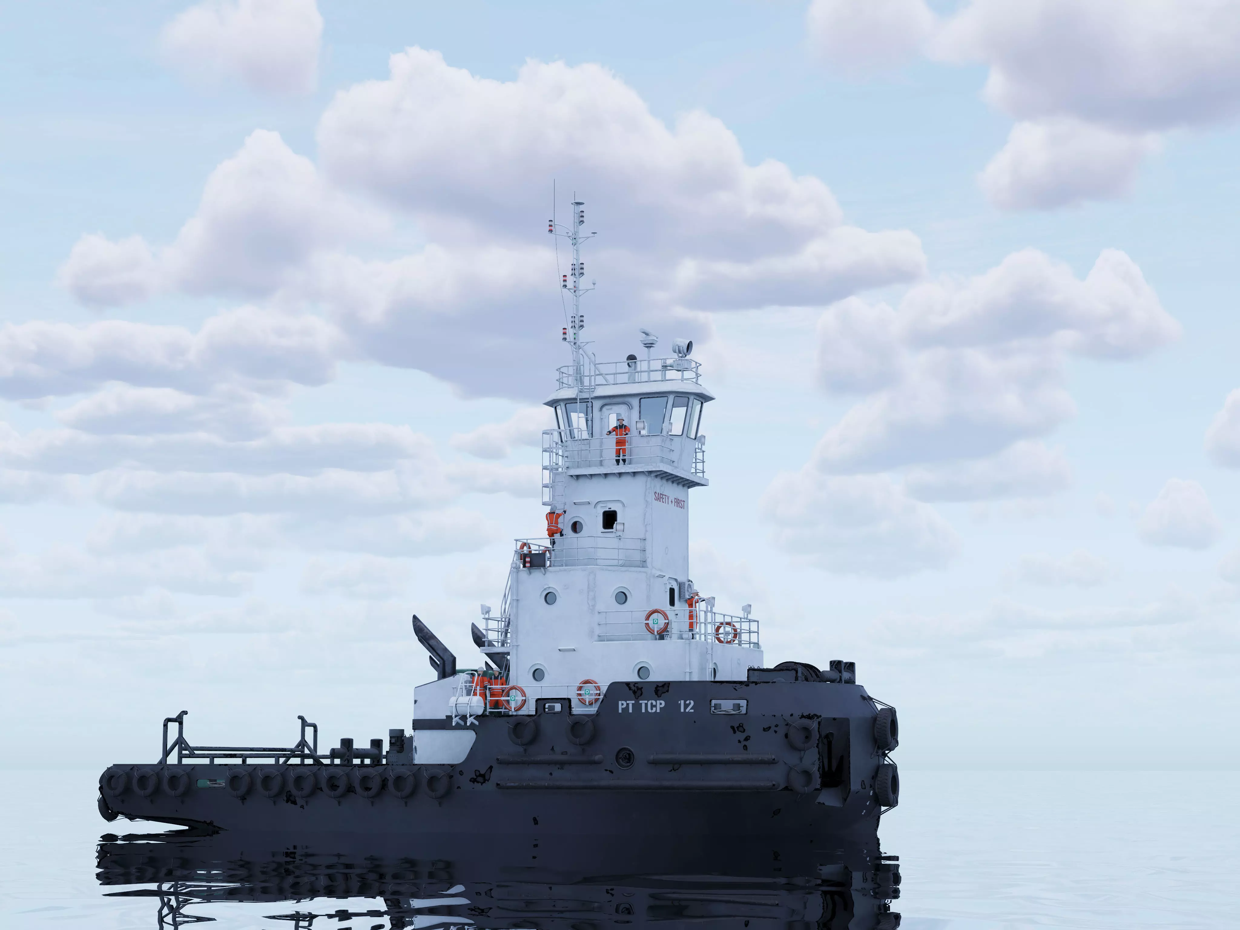 Articulated tug boat Black 3D model_1