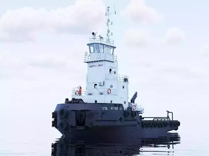 Articulated tug boat Black 3D model