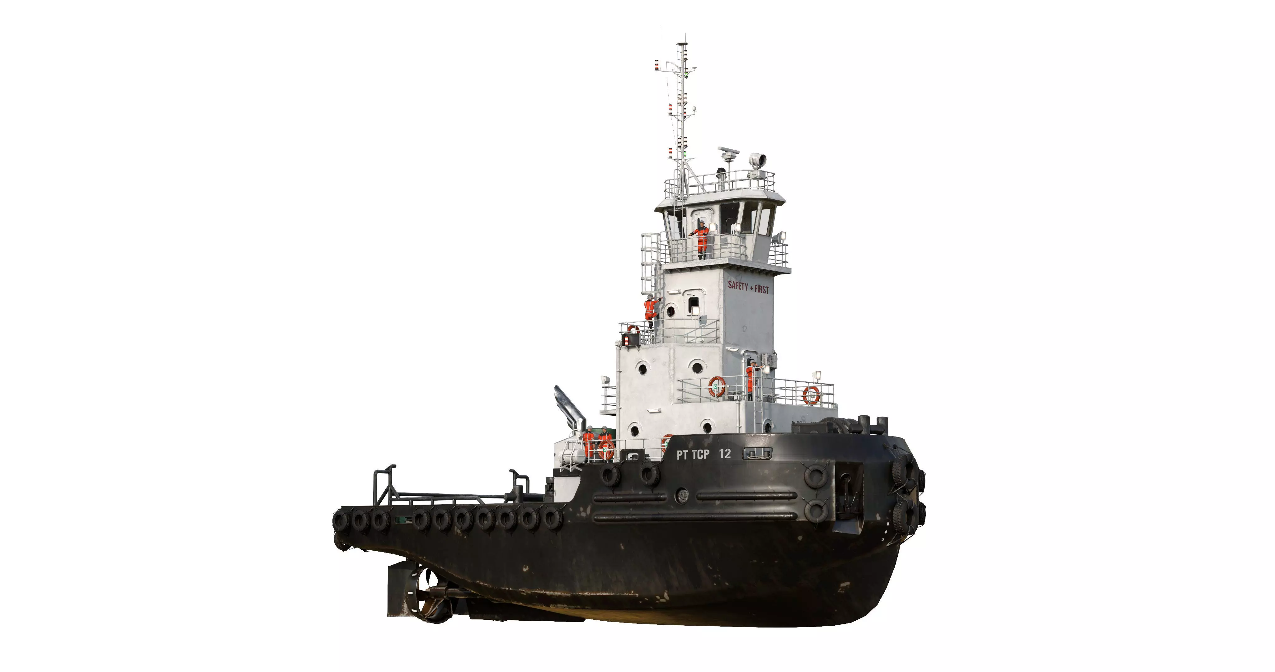Articulated tug boat Black 3D model_5