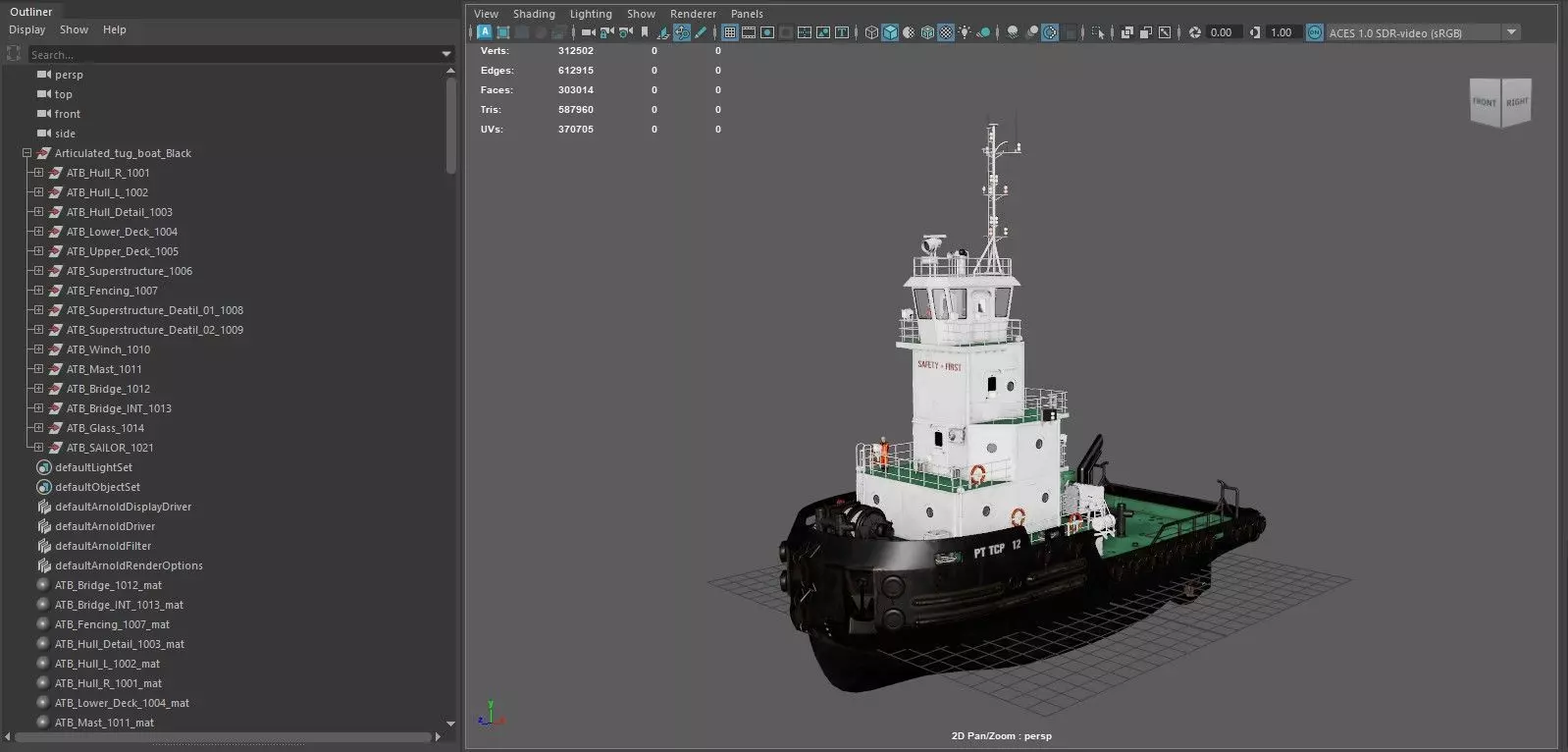 Articulated tug boat Black 3D model_17