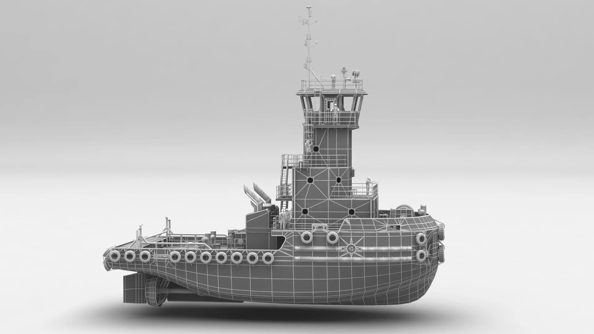 Articulated tug boat Black 3D model_14