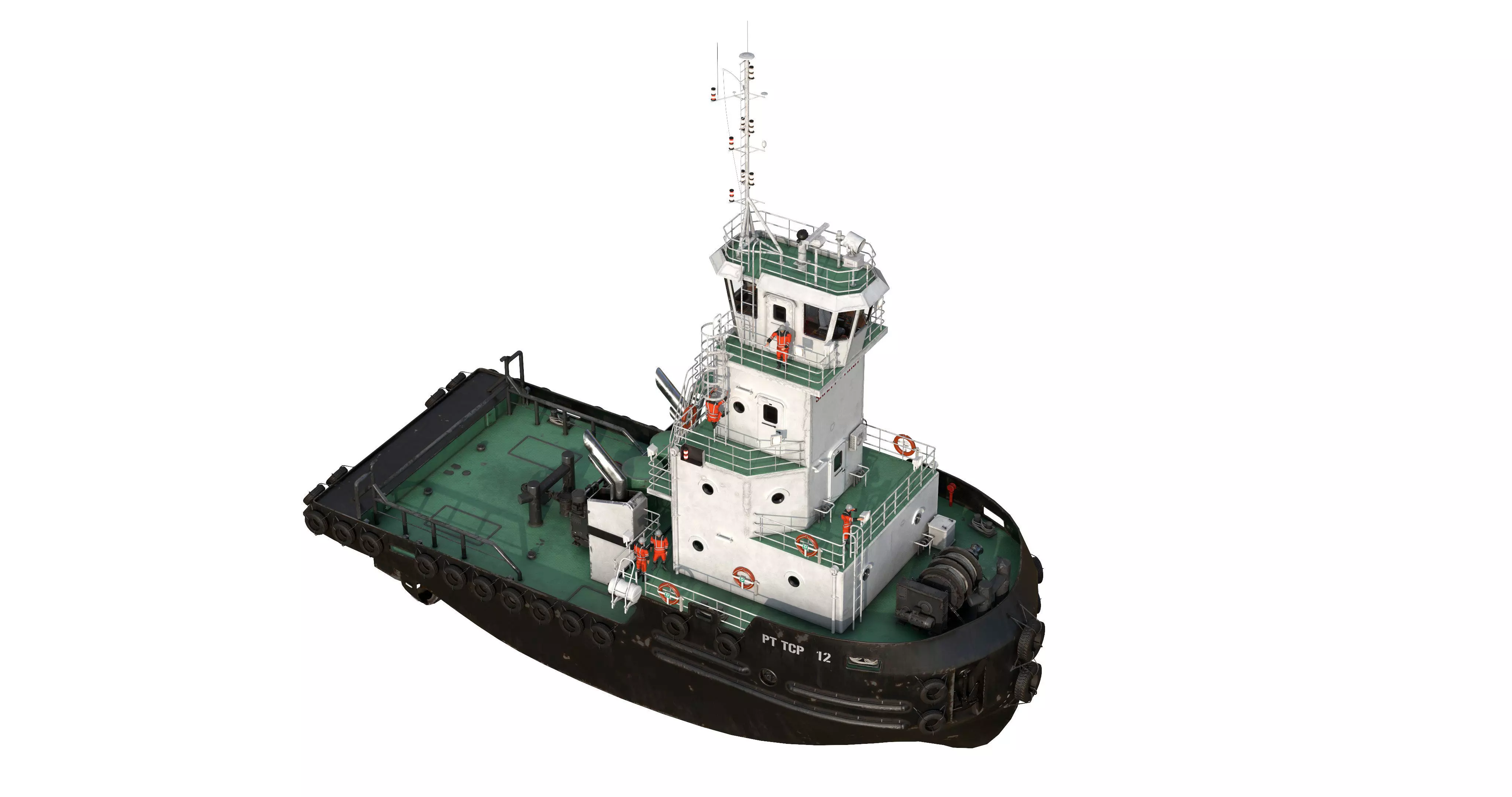Articulated tug boat Black 3D model_8