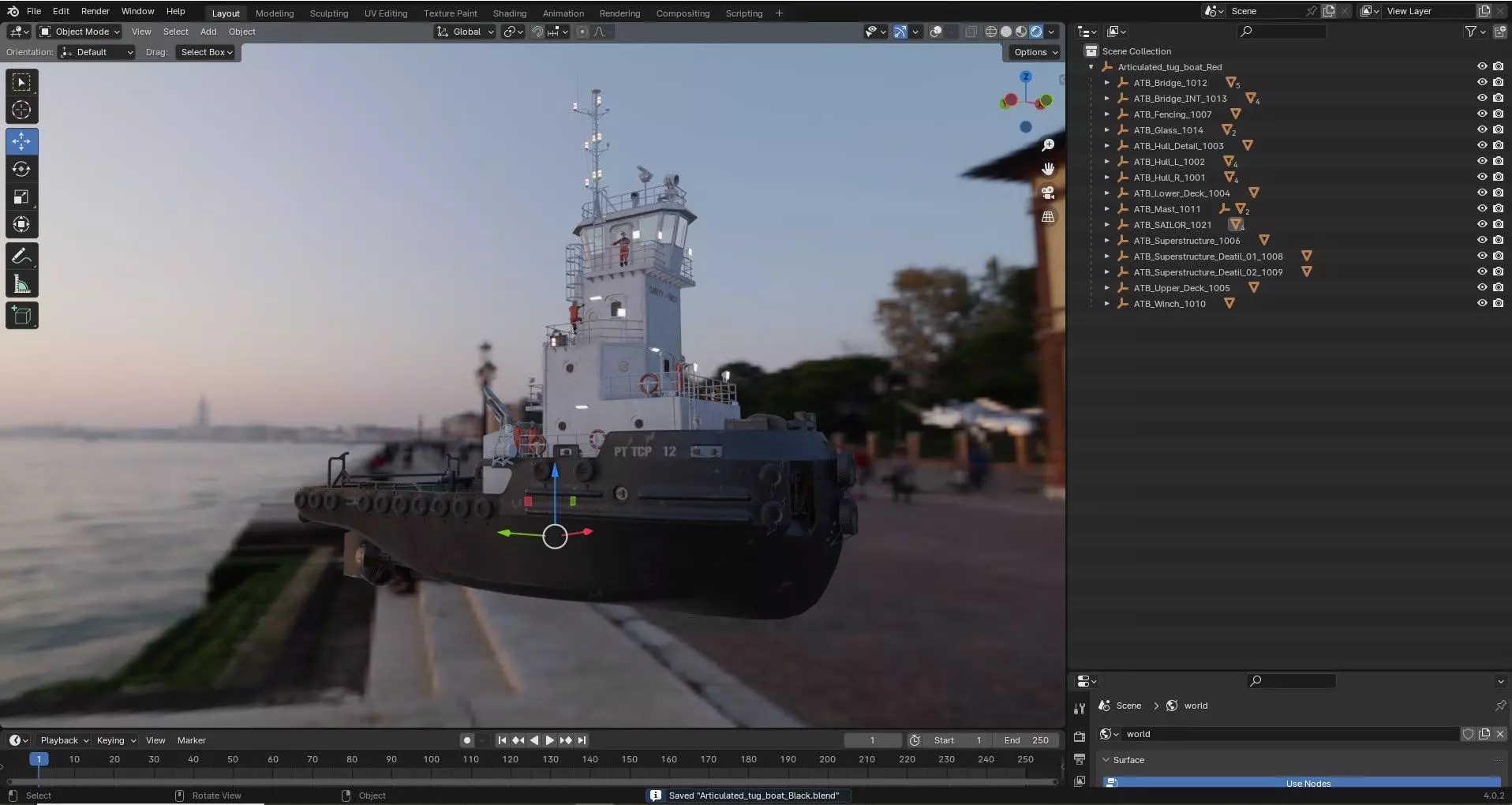 Articulated tug boat Black 3D model_15