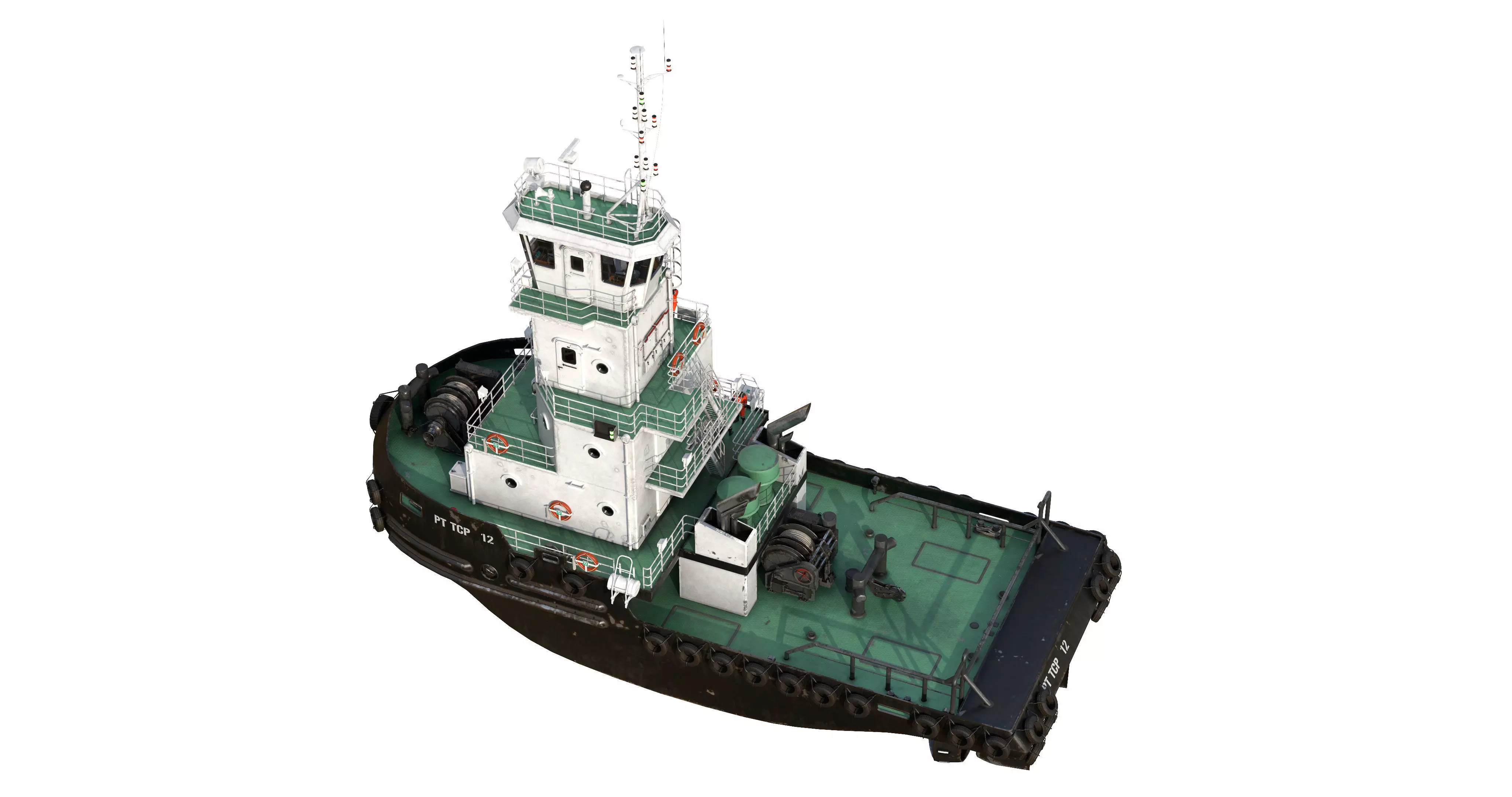 Articulated tug boat Black 3D model_9