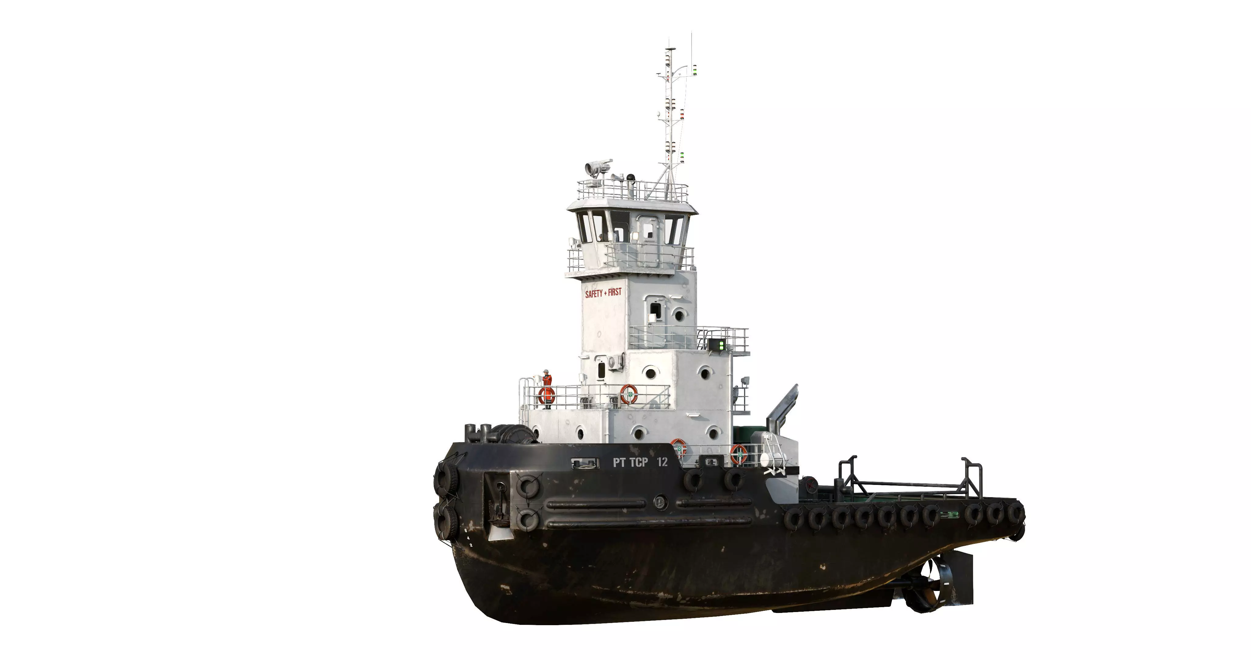 Articulated tug boat Black 3D model_4