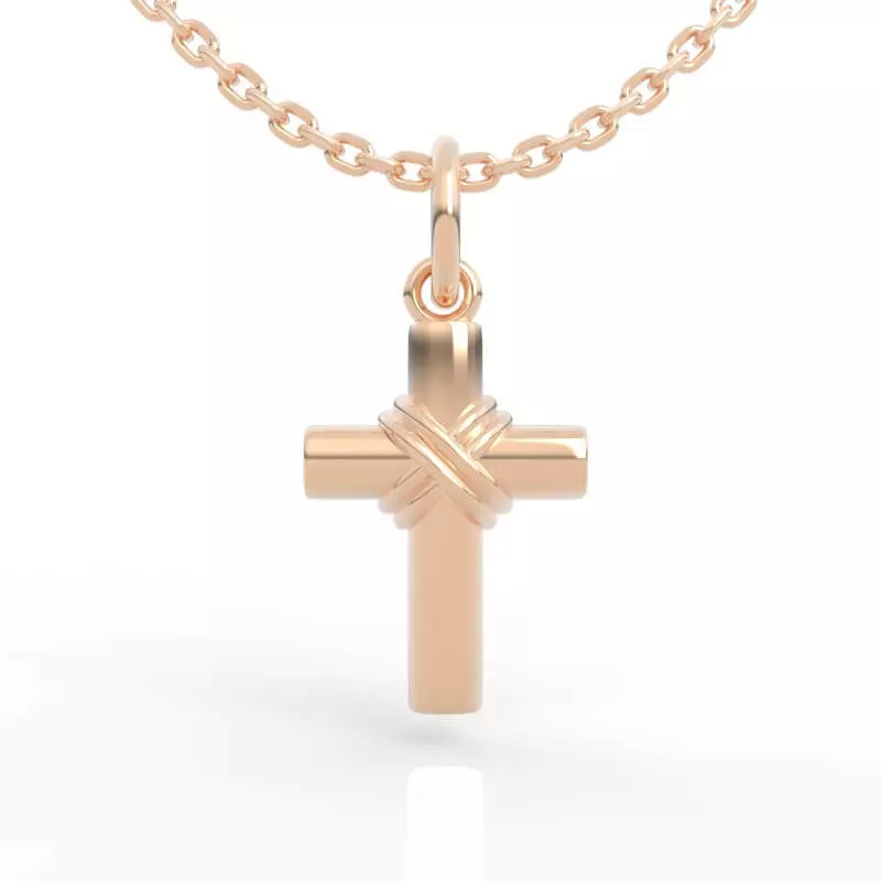 Elegant Simple Gold Cross Necklace 3D print model_0