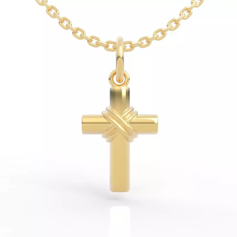 Elegant Simple Gold Cross Necklace 3D print model_1
