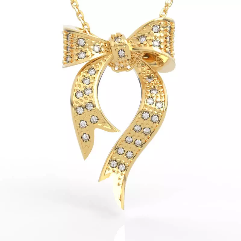 Stunning Pave Diamond Bow Necklace 3D print model