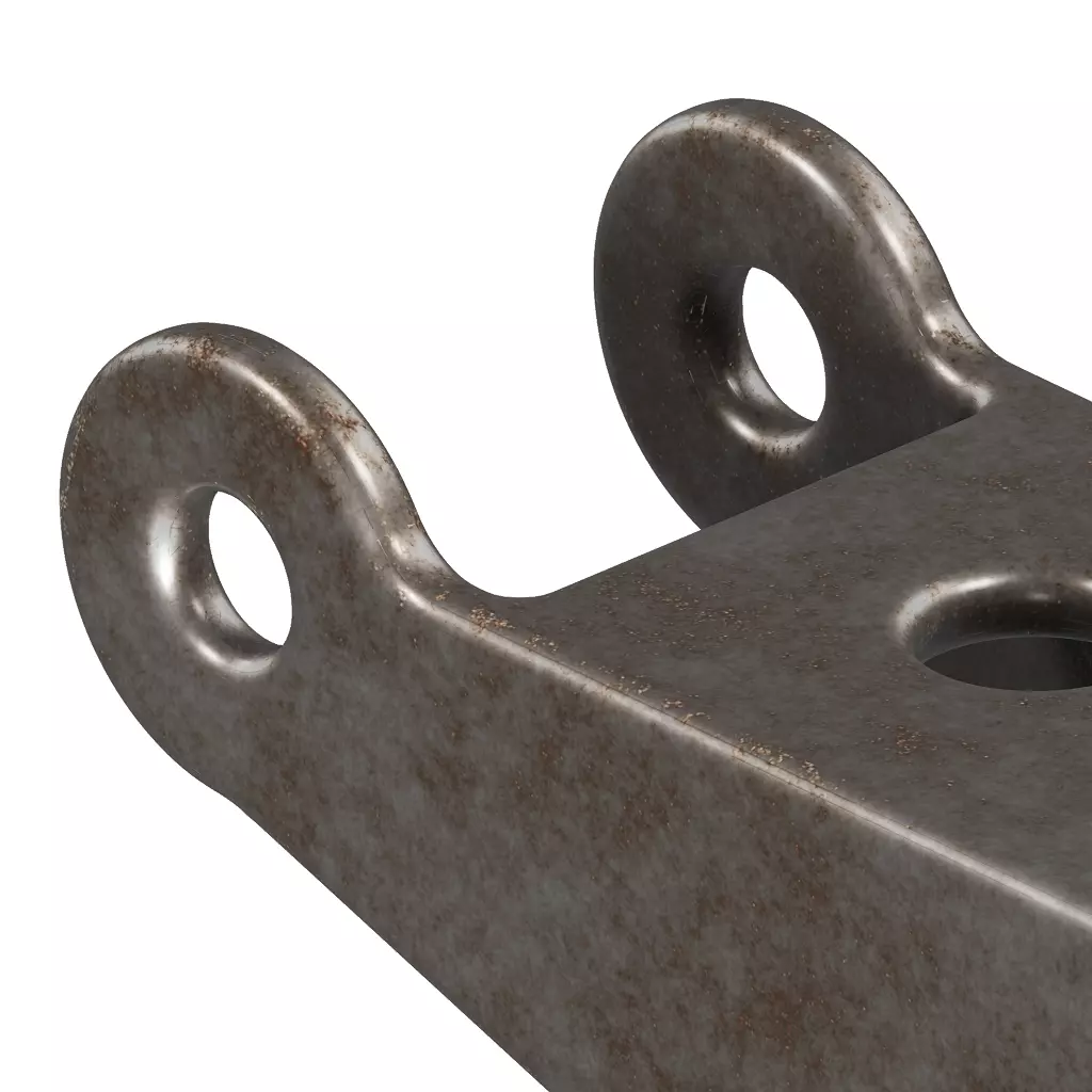 Rusty Castor Wheel Bracket 3D model_2