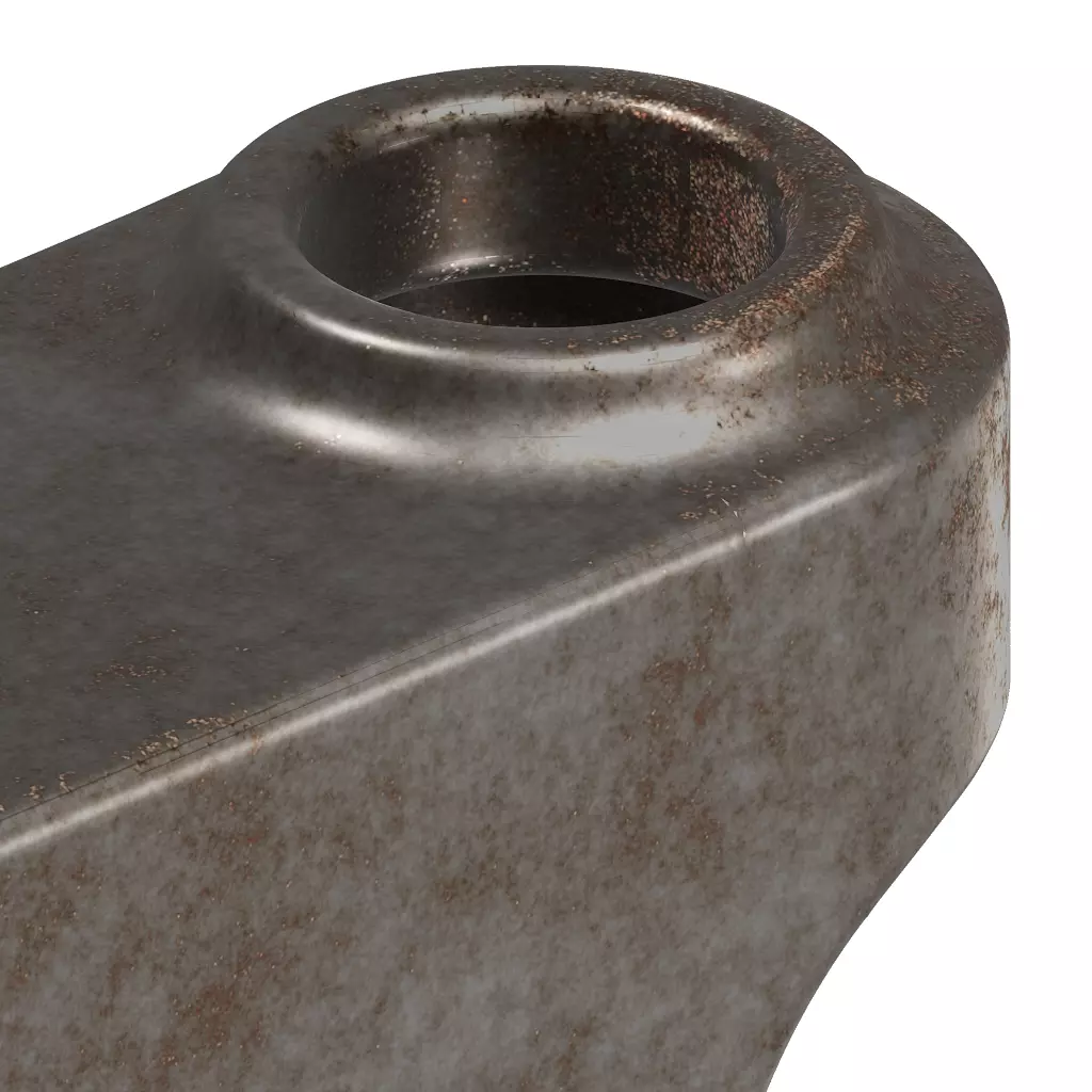 Rusty Castor Wheel Bracket 3D model_4