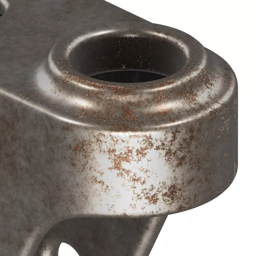 Rusty Castor Wheel Bracket 3D model_1