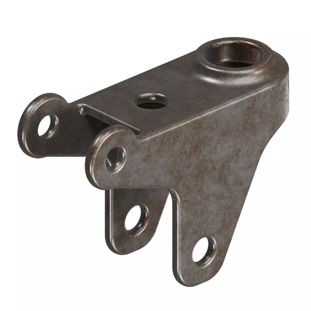 Rusty Castor Wheel Bracket 3D model_3