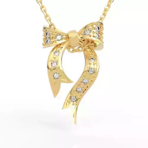 Elegant Diamond Bow Necklace