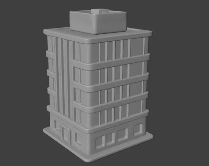 Modern Blue Office Building 3D - Low Poly Models Low-poly 3D model_4