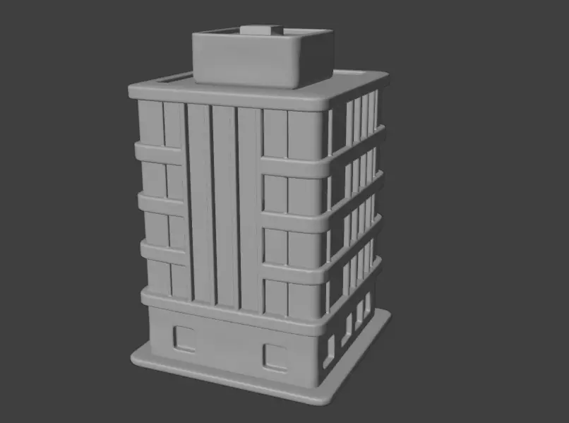 Modern Blue Office Building 3D - Low Poly Models Low-poly 3D model_3