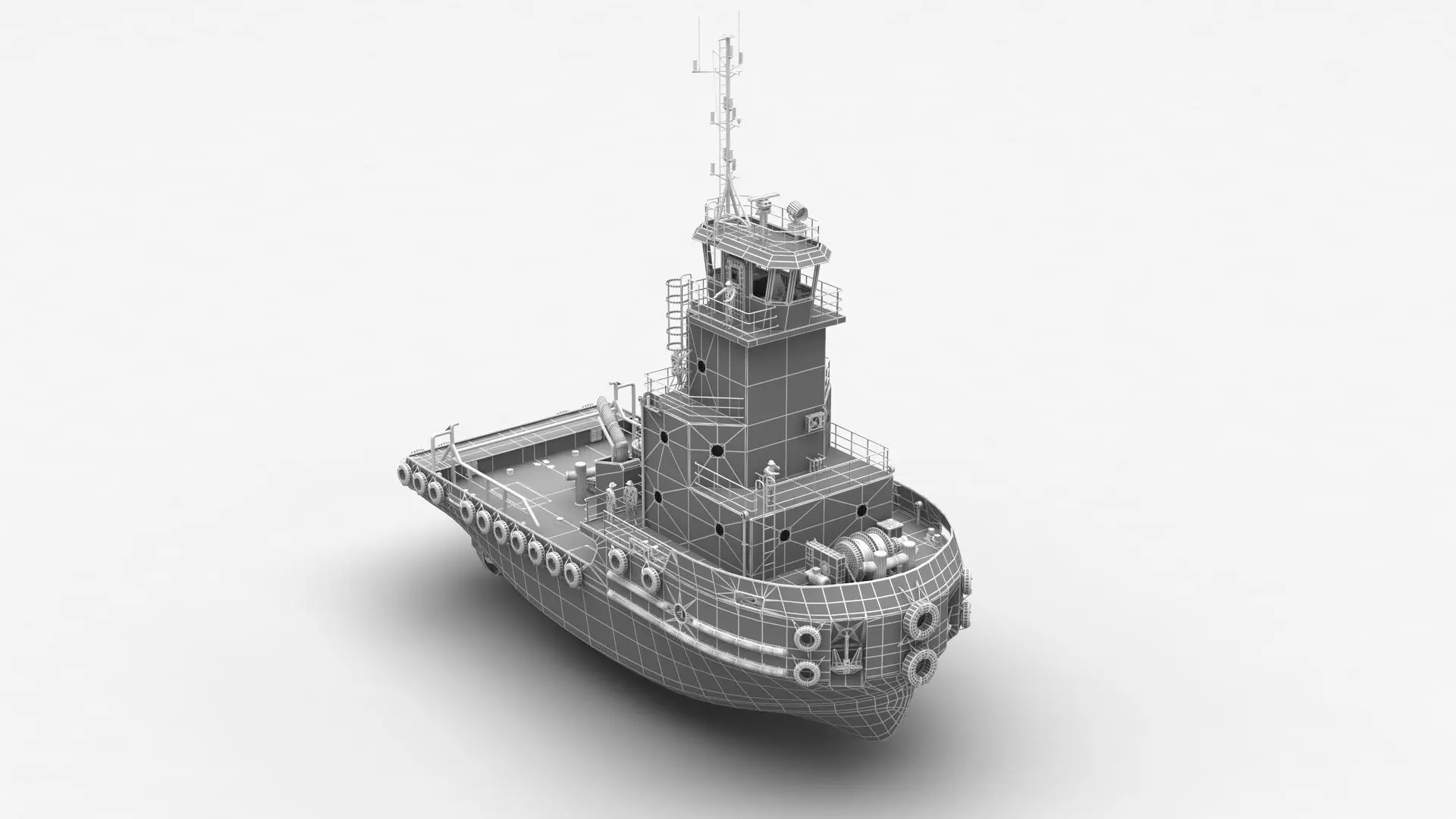 Articulated tug boat Red 3D model_14