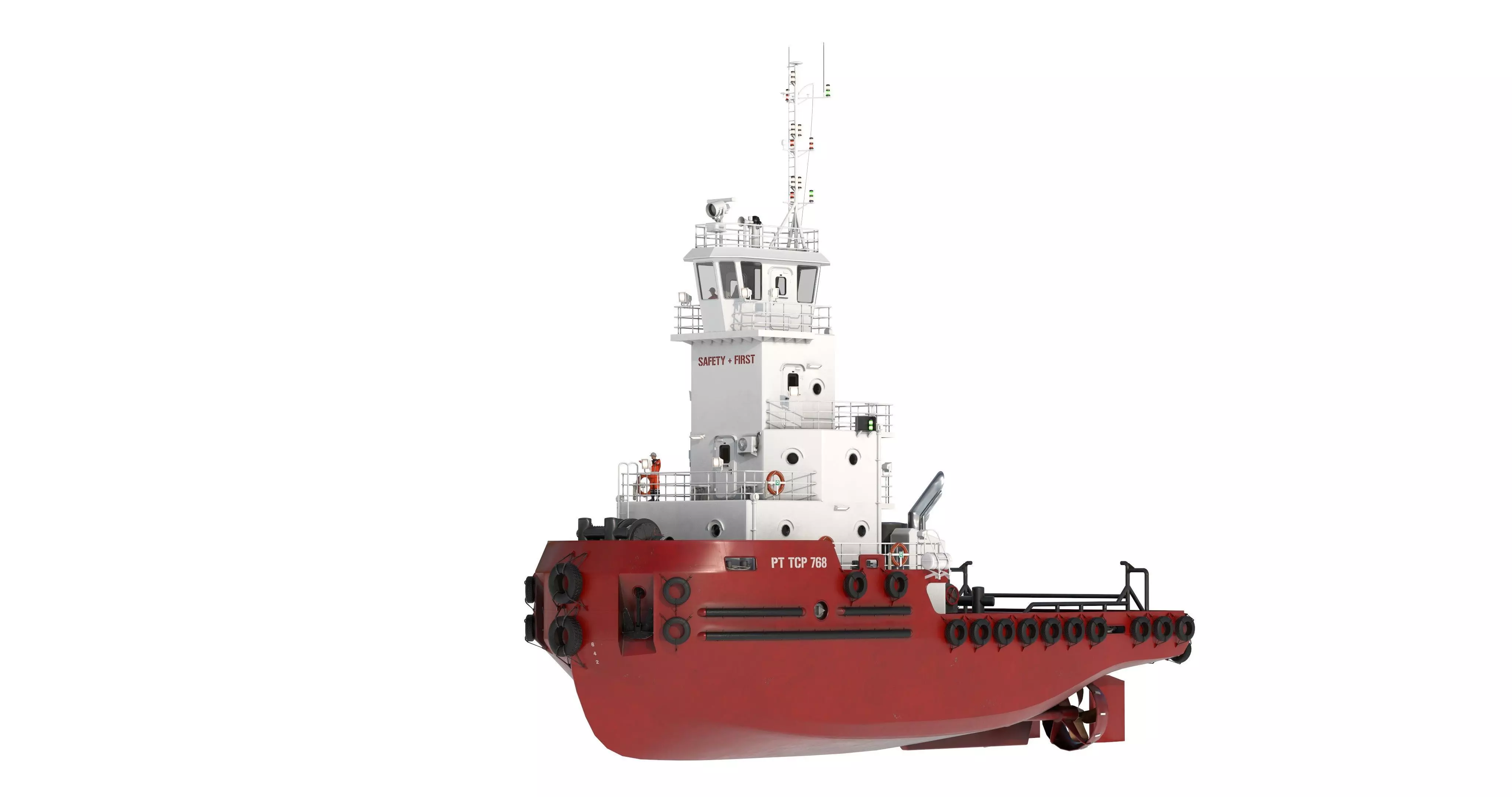 Articulated tug boat Red 3D model_4