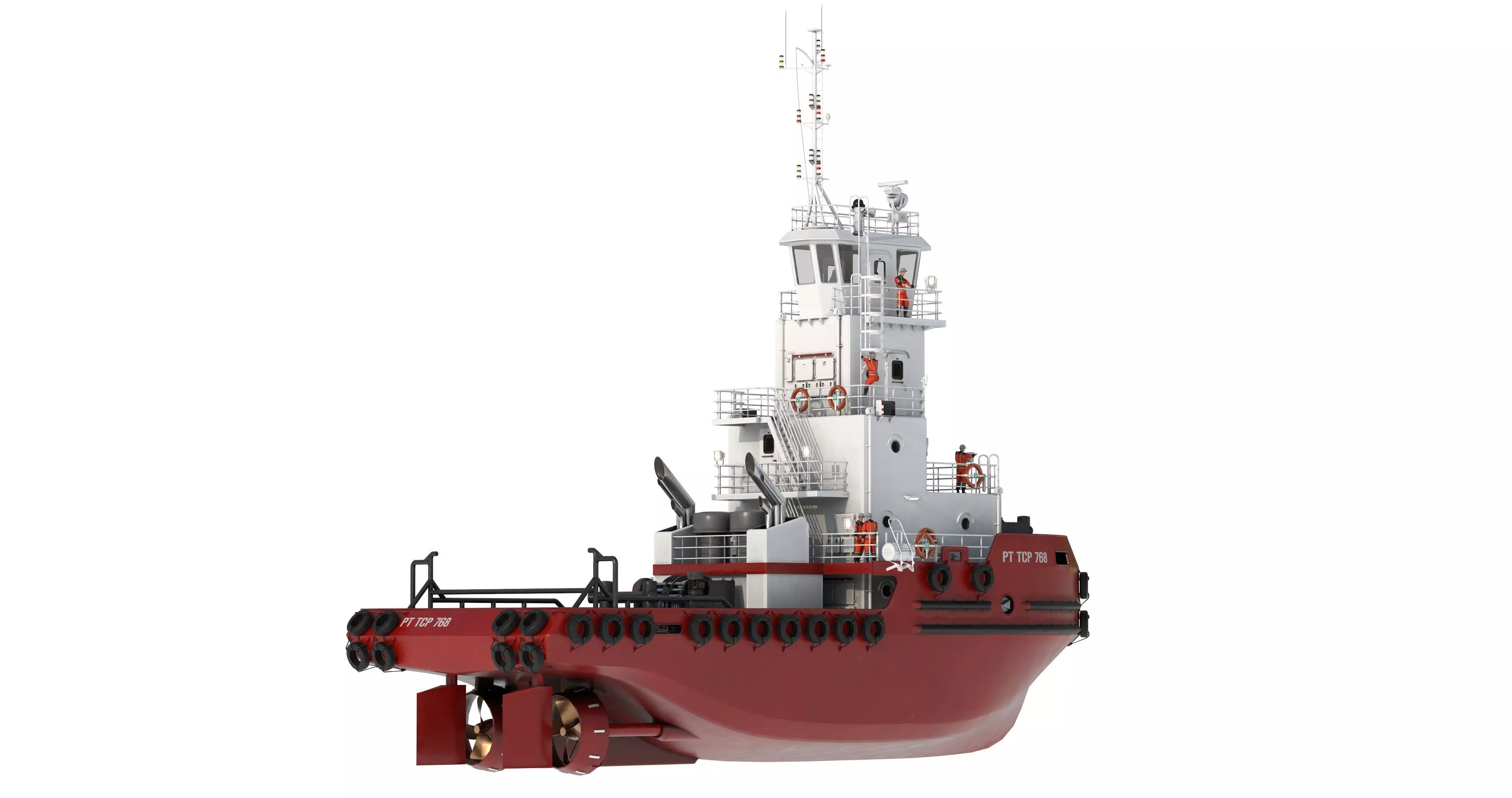 Articulated tug boat Red 3D model_5