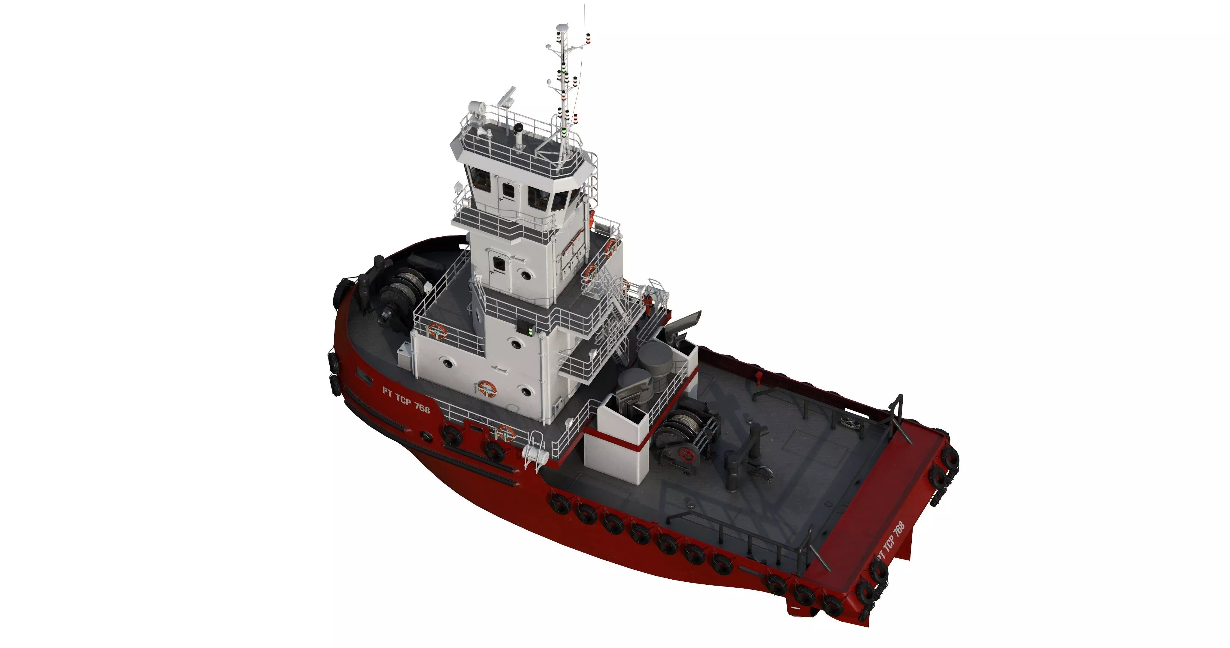 Articulated tug boat Red 3D model_8