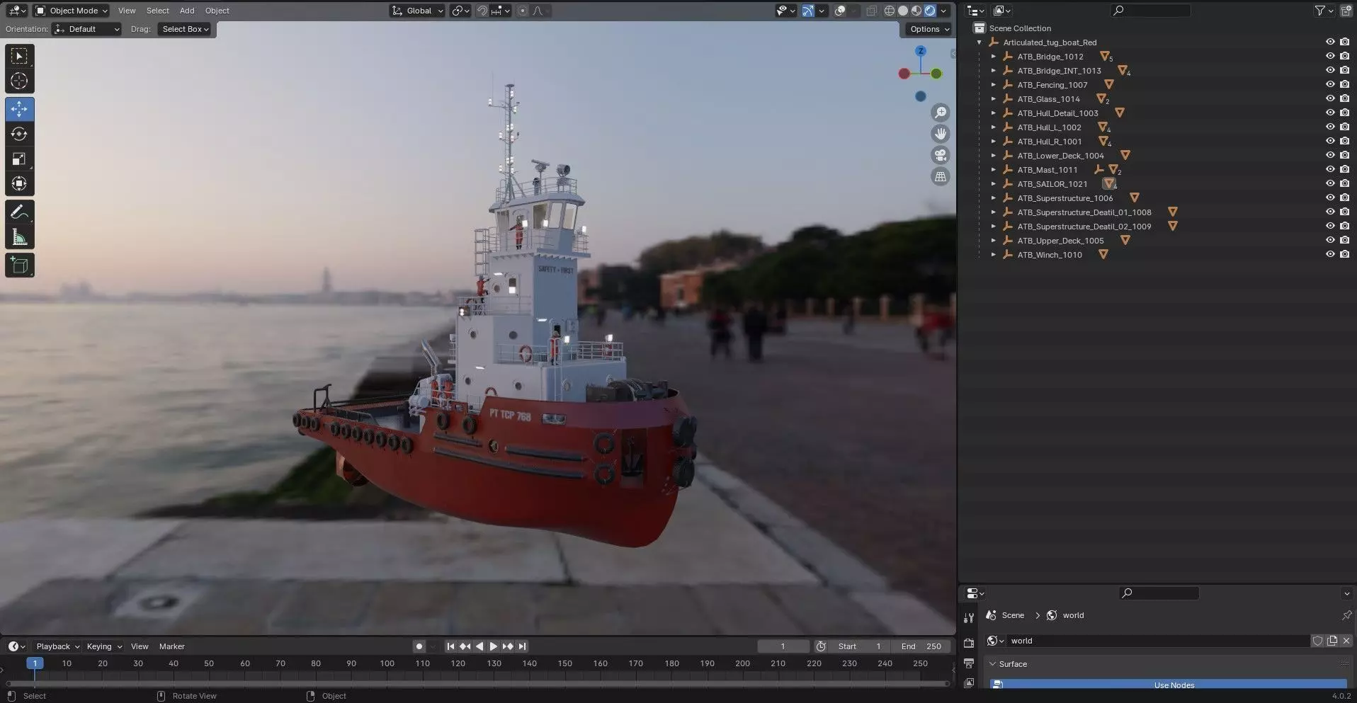 Articulated tug boat Red 3D model_16