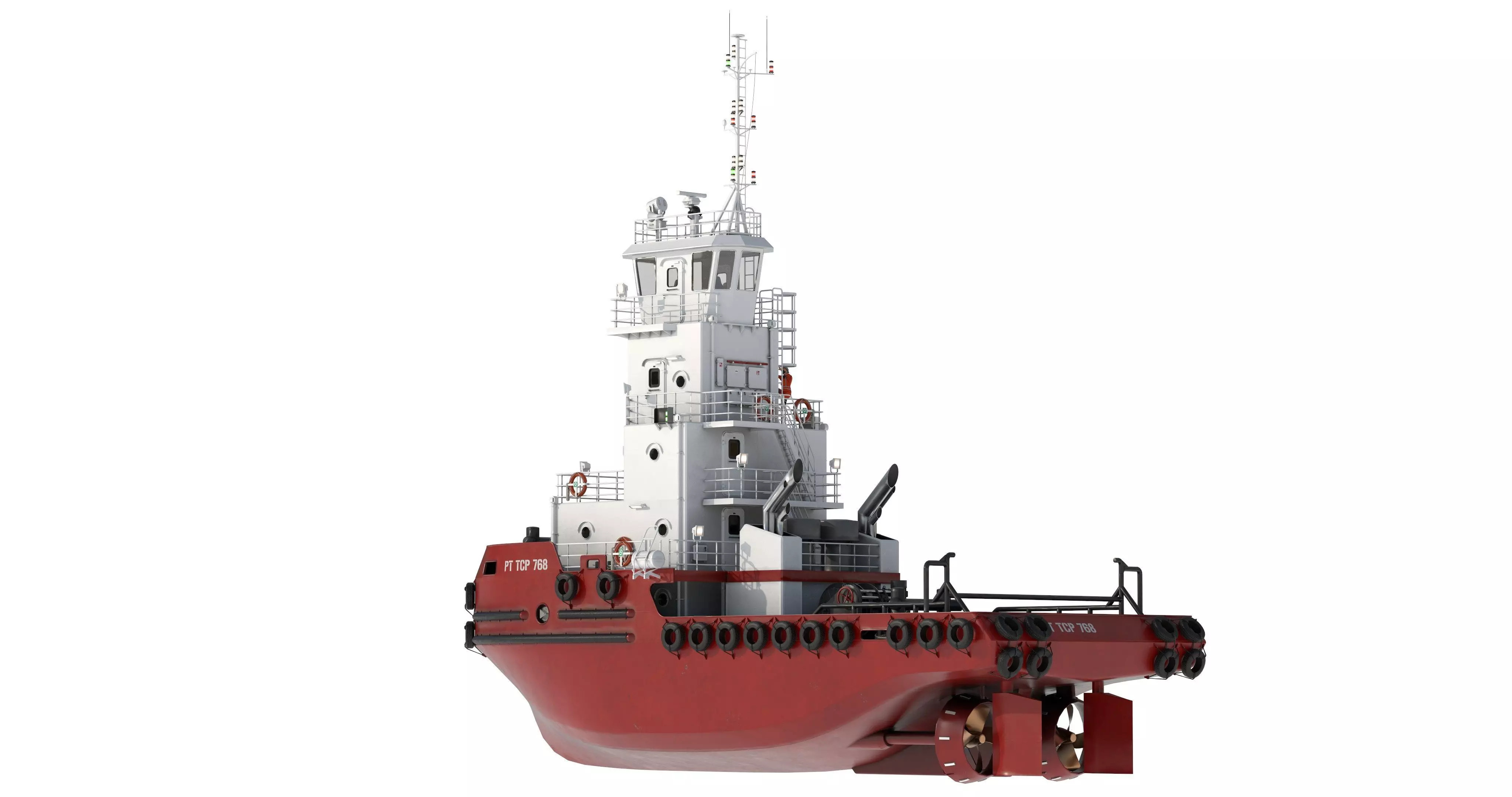 Articulated tug boat Red 3D model_6