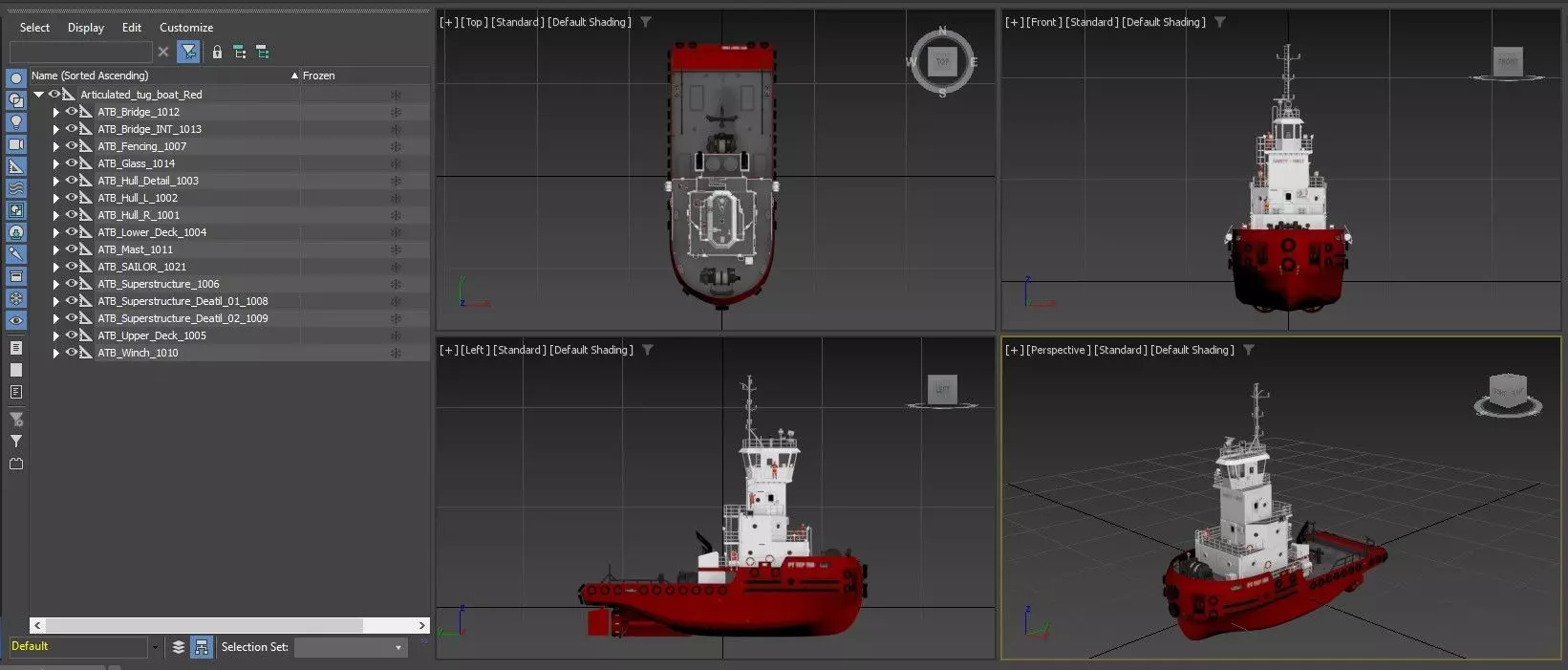 Articulated tug boat Red 3D model_17
