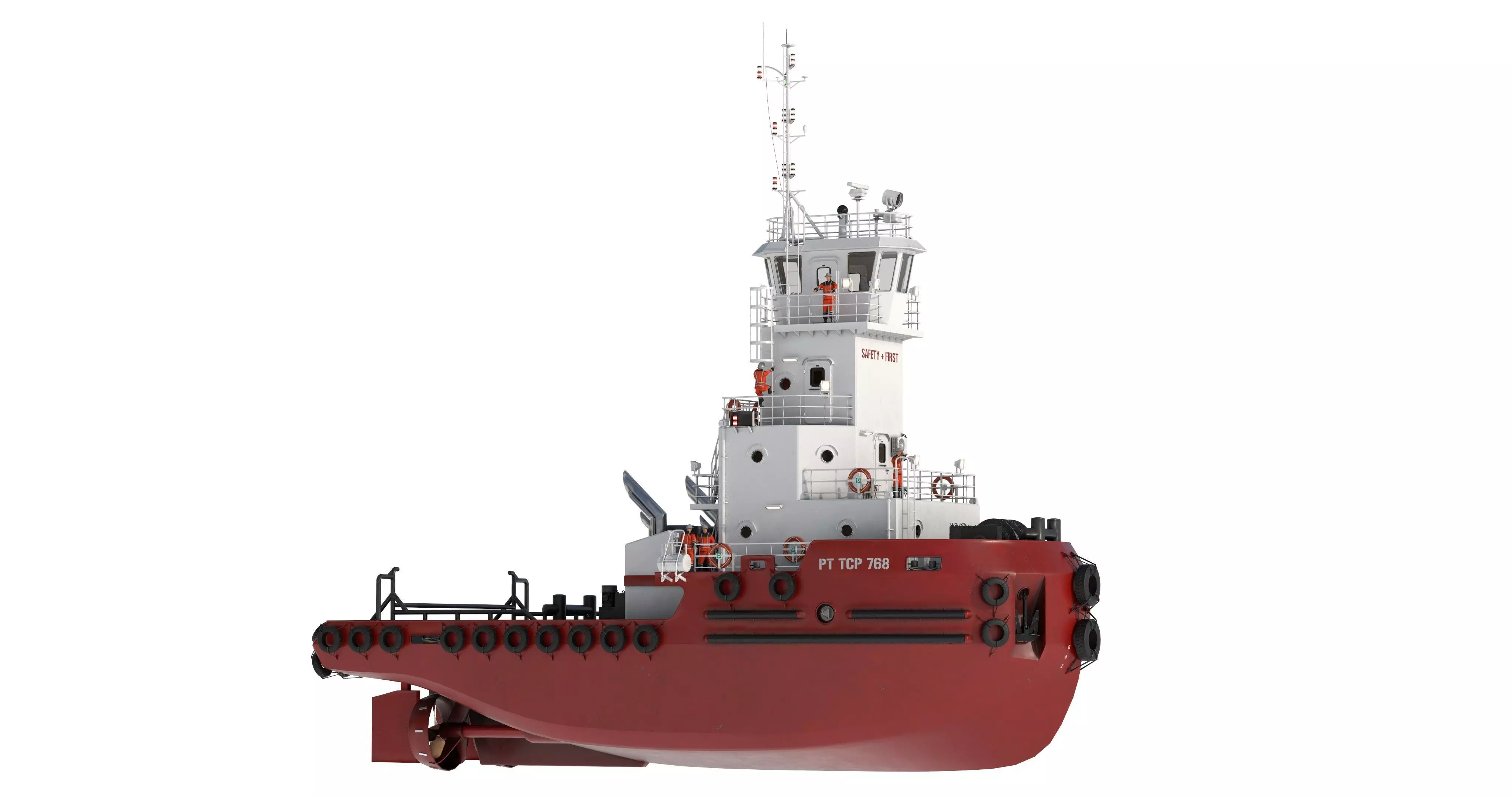 Articulated tug boat Red 3D model_3