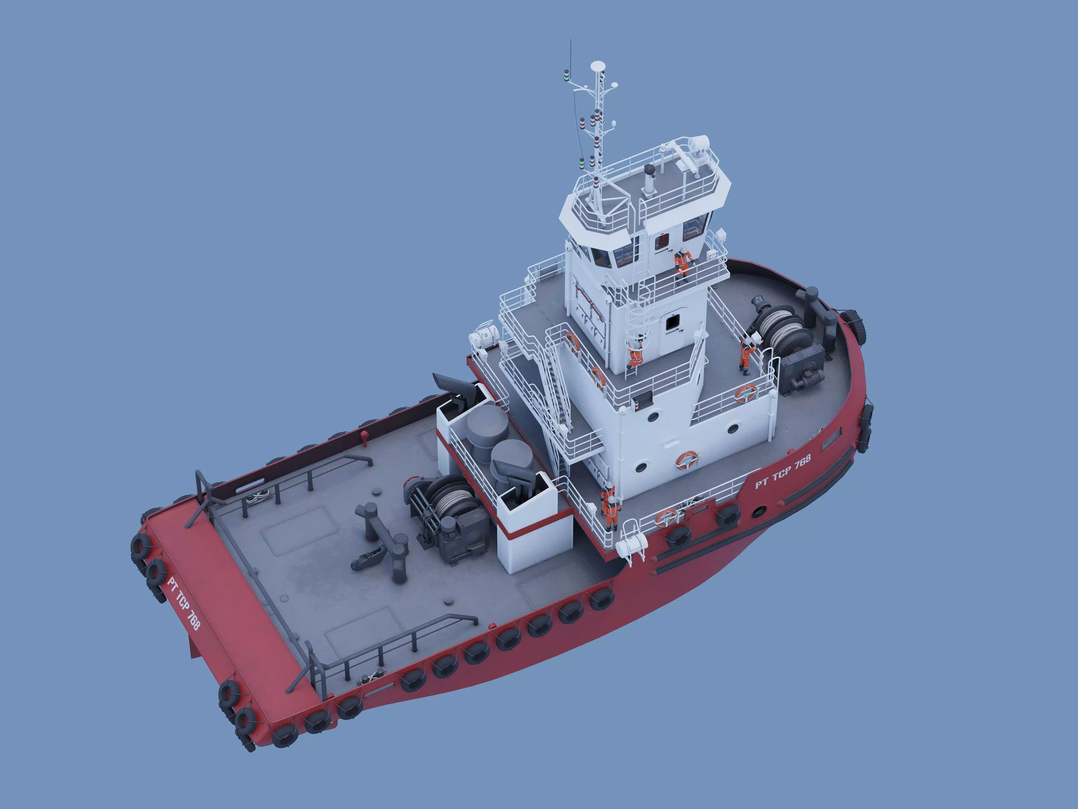 Articulated tug boat Red 3D model_11