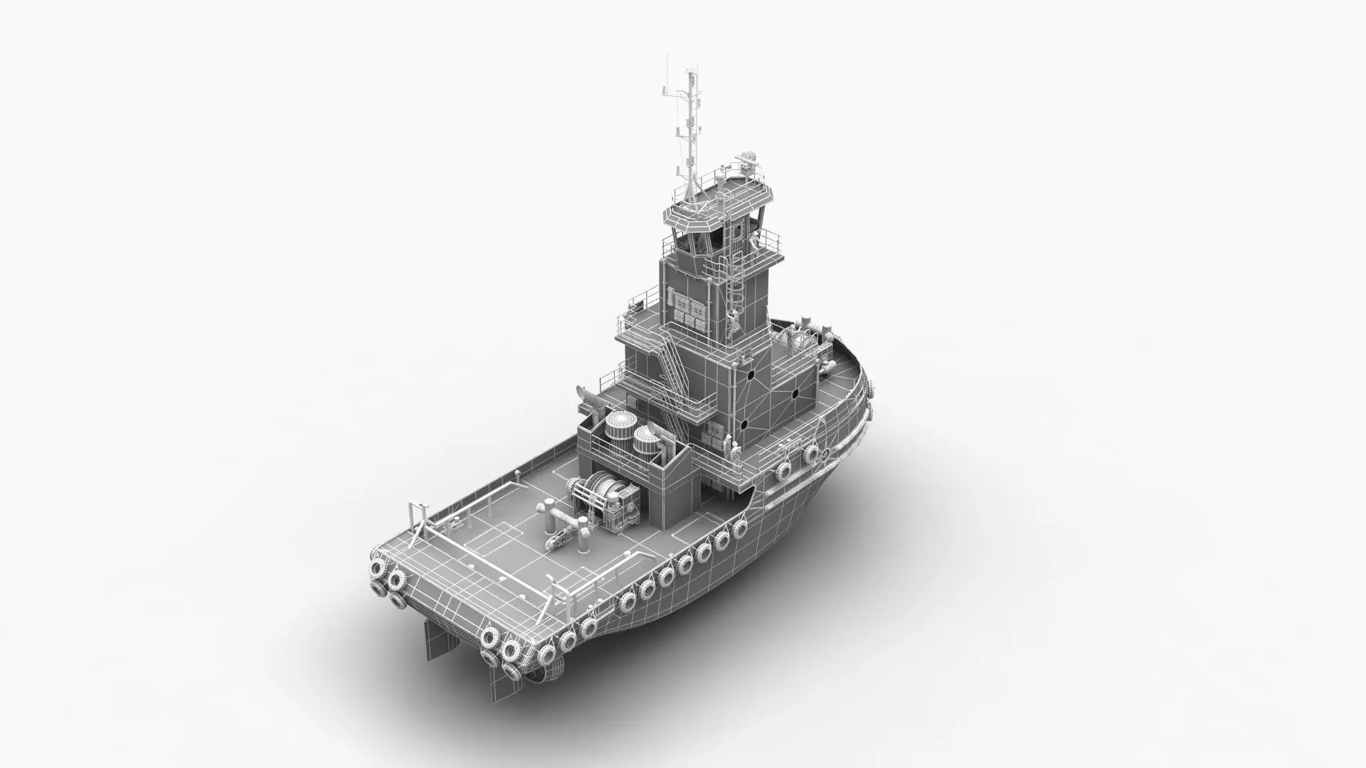 Articulated tug boat Red 3D model_12