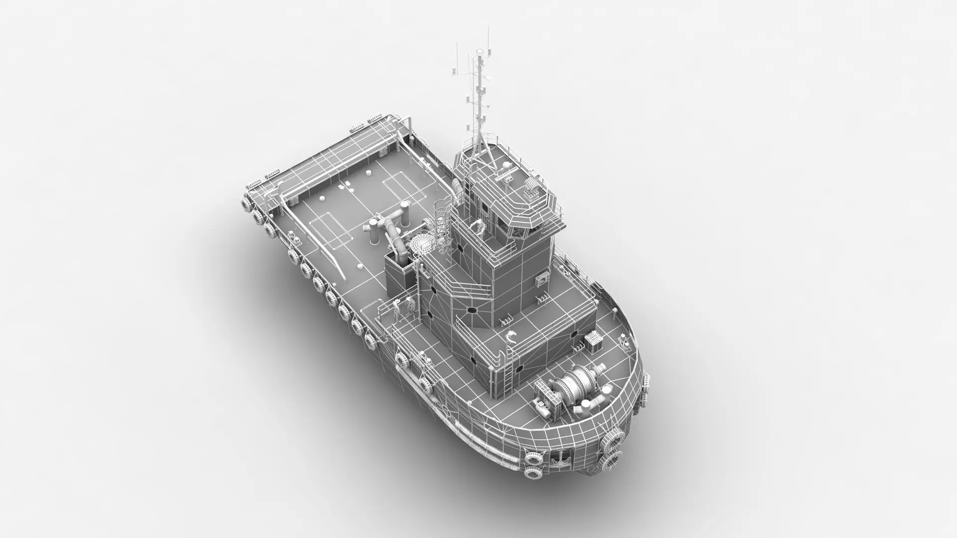 Articulated tug boat Red 3D model_13