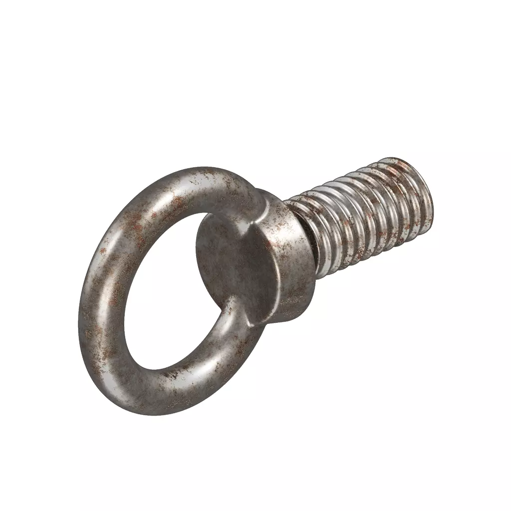 Rusty Steel Eye Bolt 3D model_3