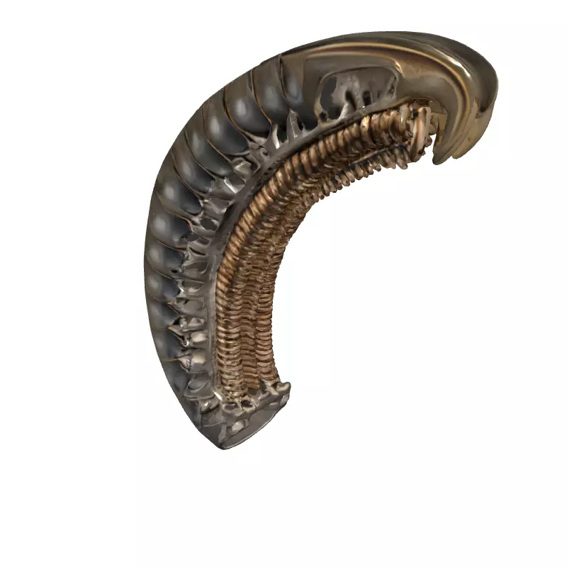 SciFi Biomechanical Segmented Alien Larva Low-poly 3D model_2