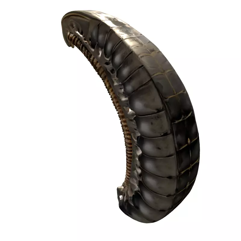 SciFi Biomechanical Segmented Alien Larva Low-poly 3D model_6