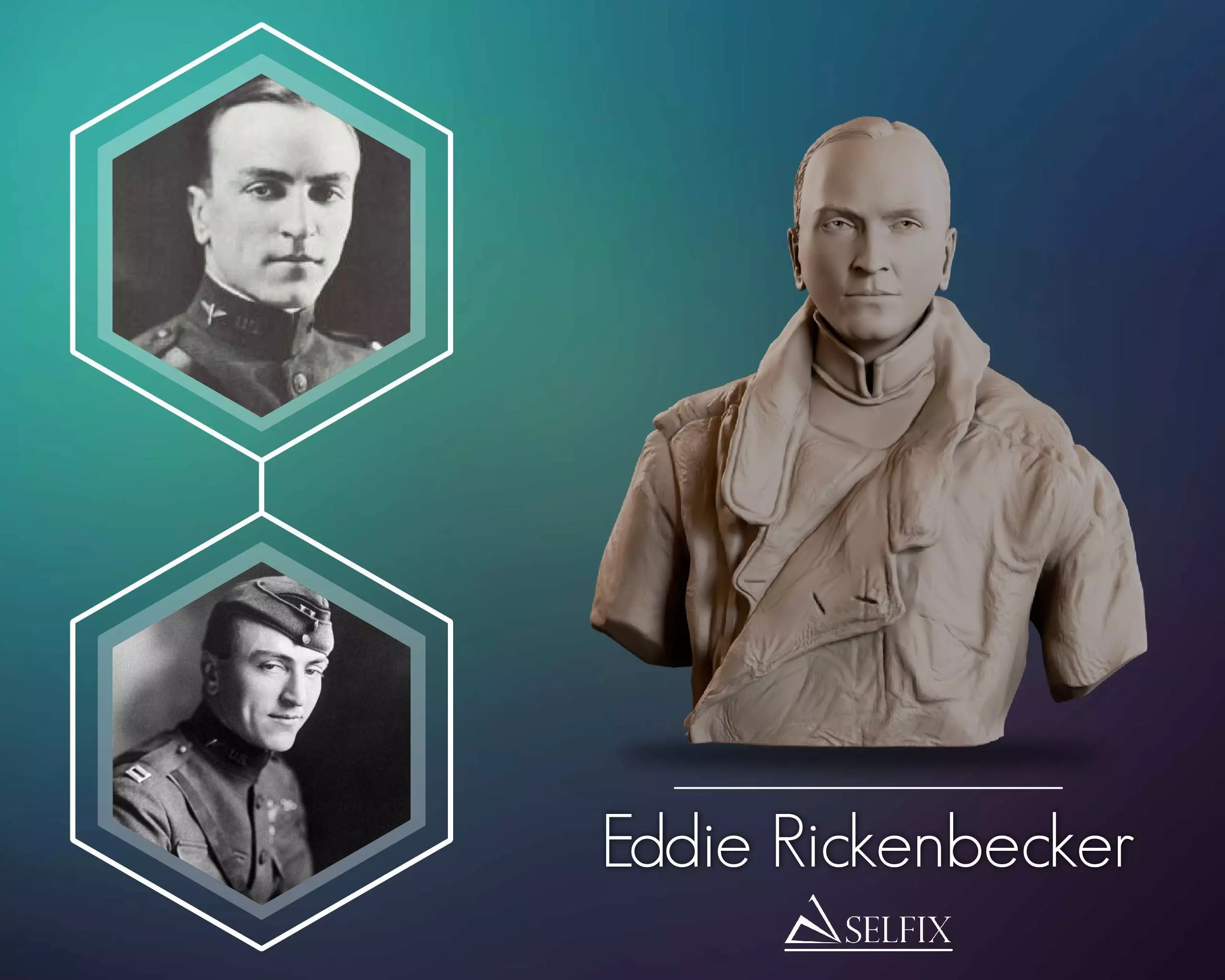 Eddie Rickenbacker Bust Sculpture 3D print model_1