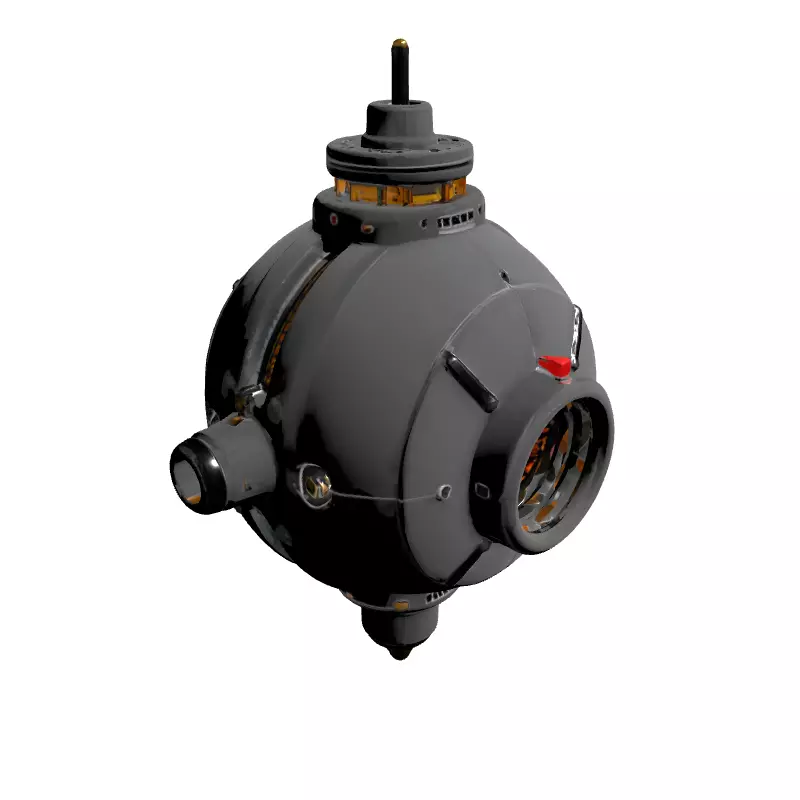 SciFi Spherical Drone Surveillance Module Low-poly 3D model_3