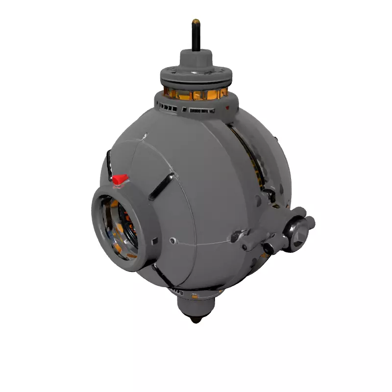 SciFi Spherical Drone Surveillance Module Low-poly 3D model_2