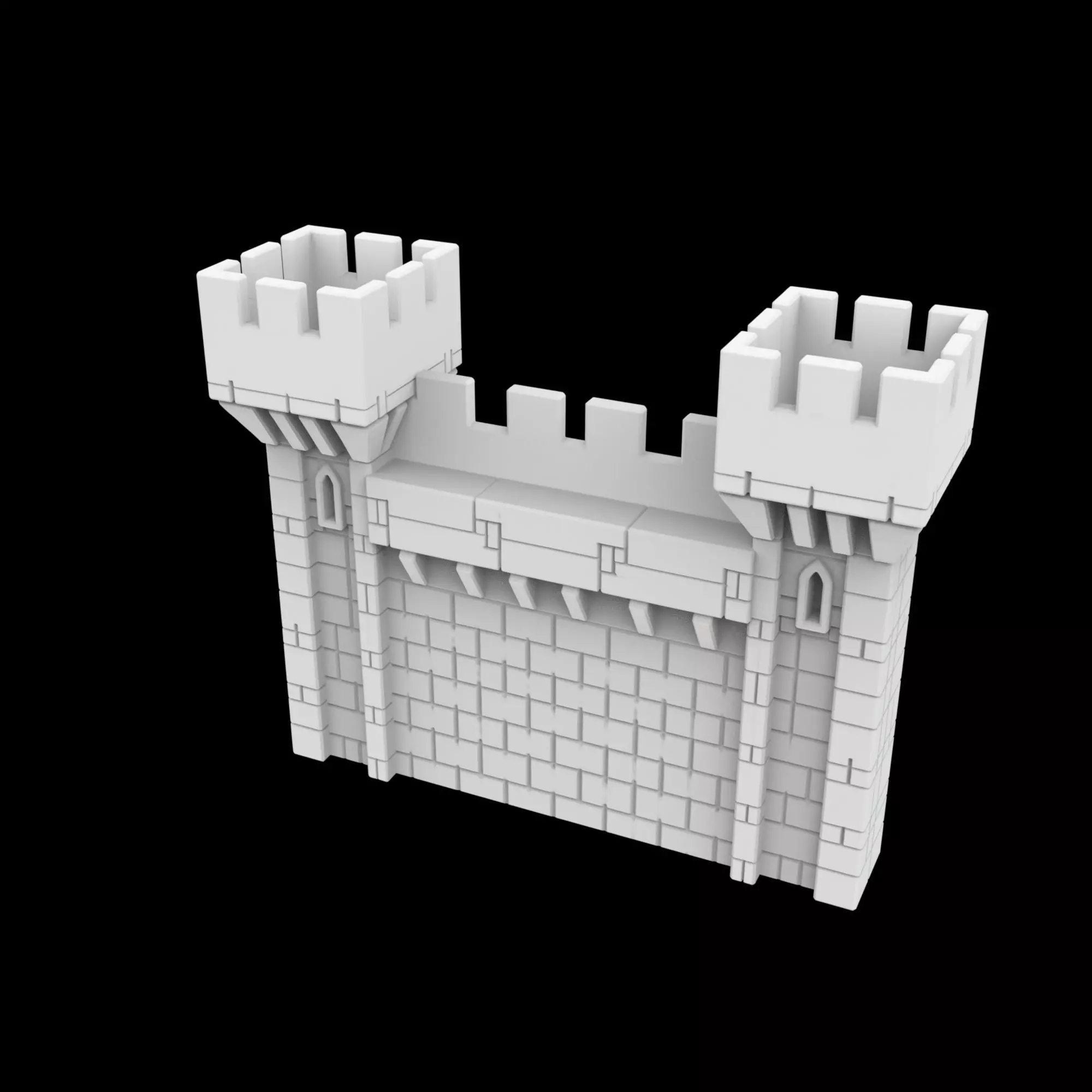 Modular Castle Wall Section 3D Printable Terrain 3D print model_1