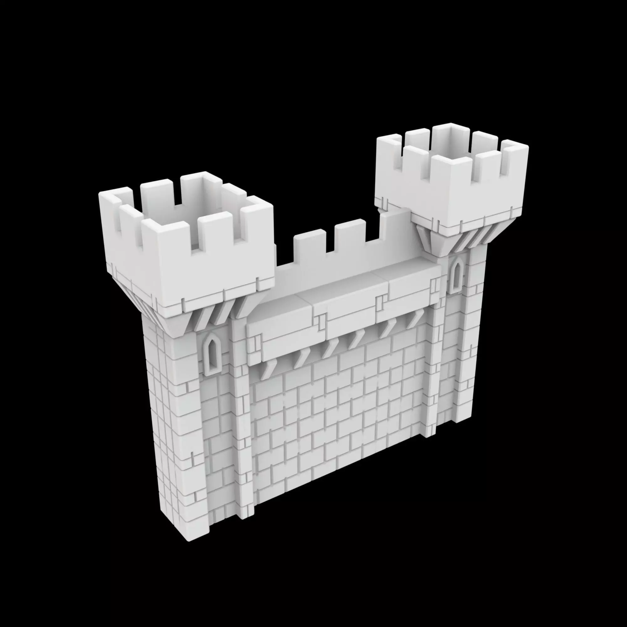 Modular Castle Wall Section 3D Printable Terrain 3D print model_6