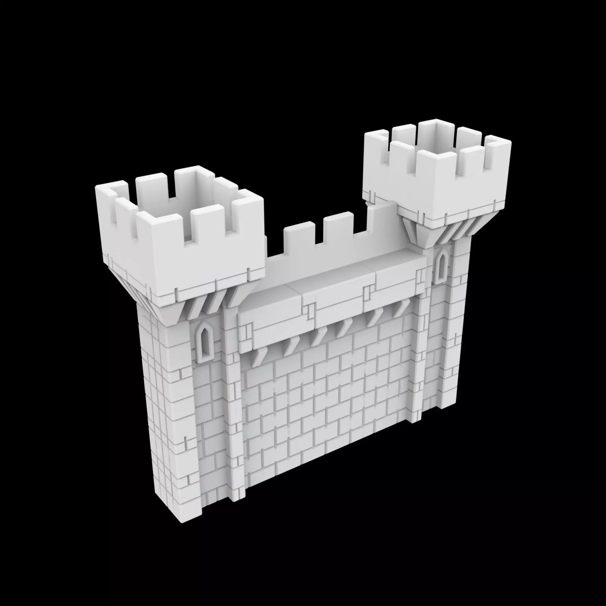 Modular Castle Wall Section 3D Printable Terrain 3D print model_0