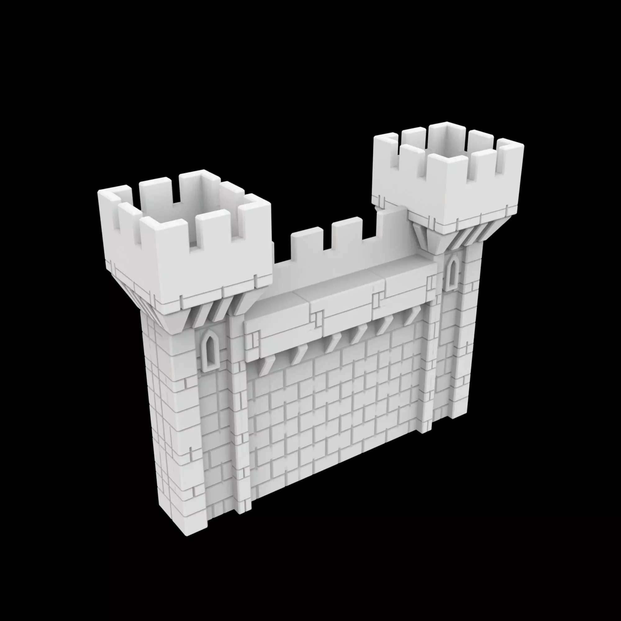 Modular Castle Wall Section 3D Printable Terrain 3D print model_3