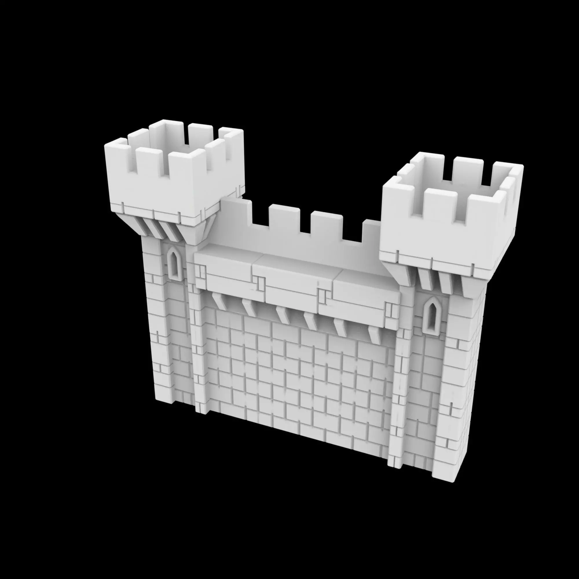 Modular Castle Wall Section 3D Printable Terrain 3D print model_4