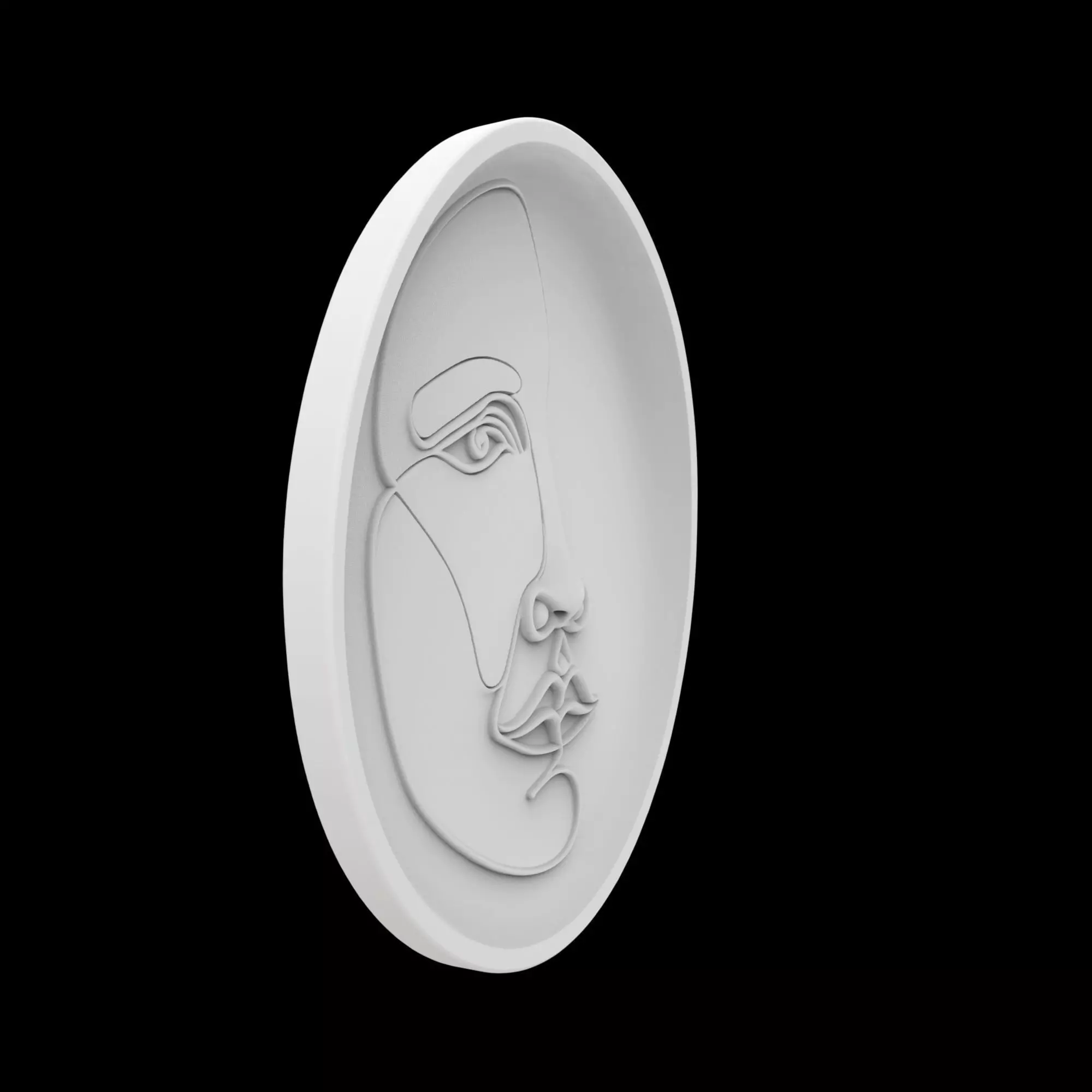Abstract Line Art Face Wall Plate 3D Print Model 3D print model_1