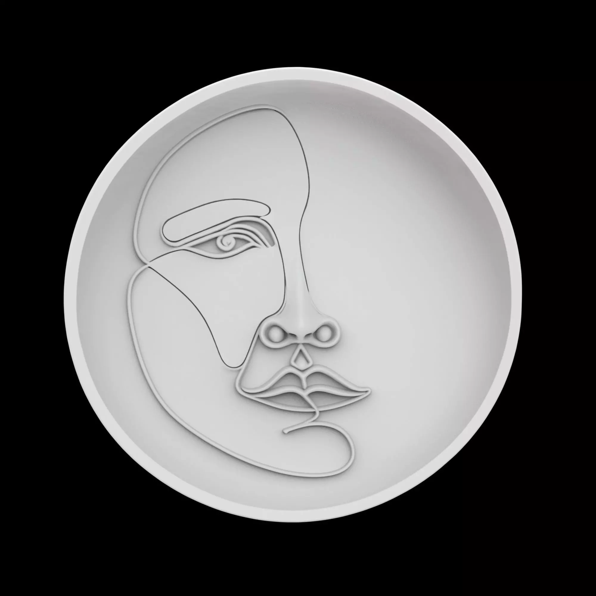 Abstract Line Art Face Wall Plate 3D Print Model 3D print model_0
