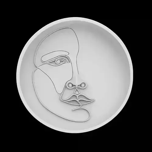 Abstract Line Art Face Wall Plate 3D Print Model